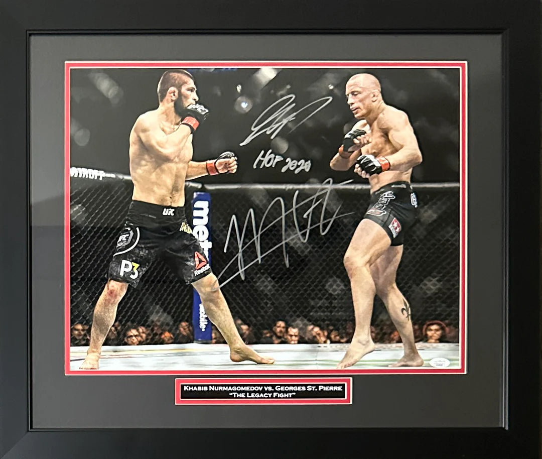 Khabib Nurmagomedov & Georges St-Pierre Signed Framed 16x20 Photo – JSA Authenticated